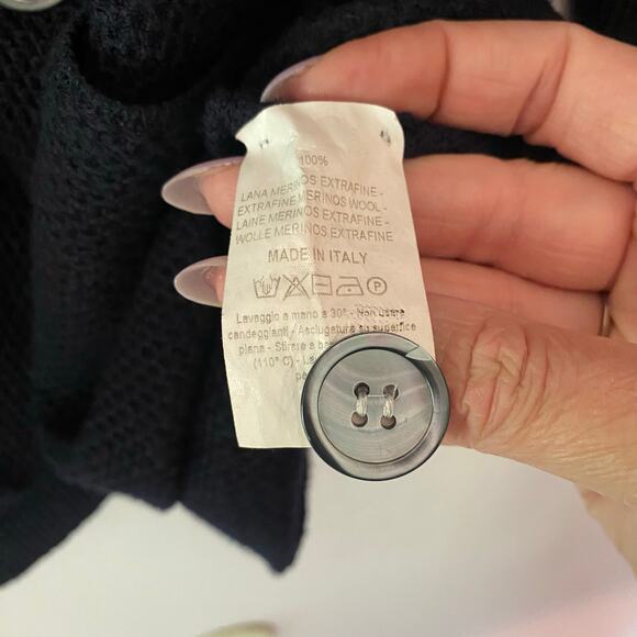 Isaia Napoli Men's size XXL Navy Blue 100% Merino Wool Cardigan Sweater Jacket - Picture 10 of 10